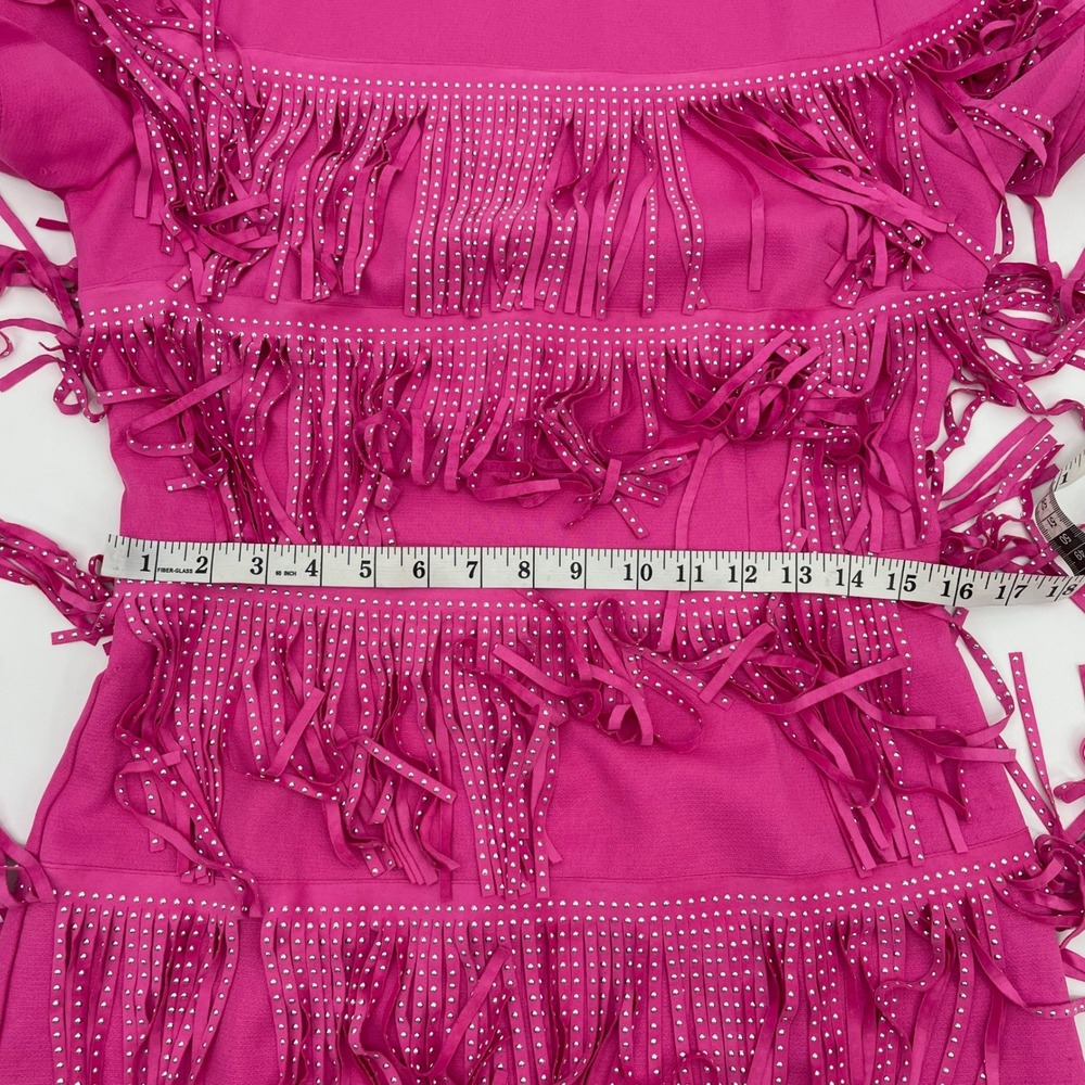 Mainstrip Fringe Dress Womens M Pink Polyester Western Studded Festival Boho - Picture 12 of 16